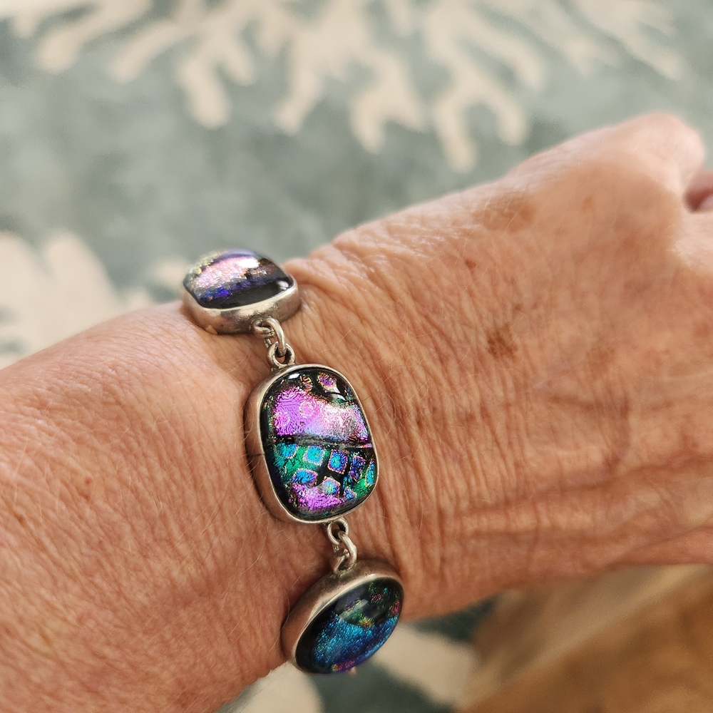 Vibrant Dichroic Glass Bracelet - Picture 2 of 11